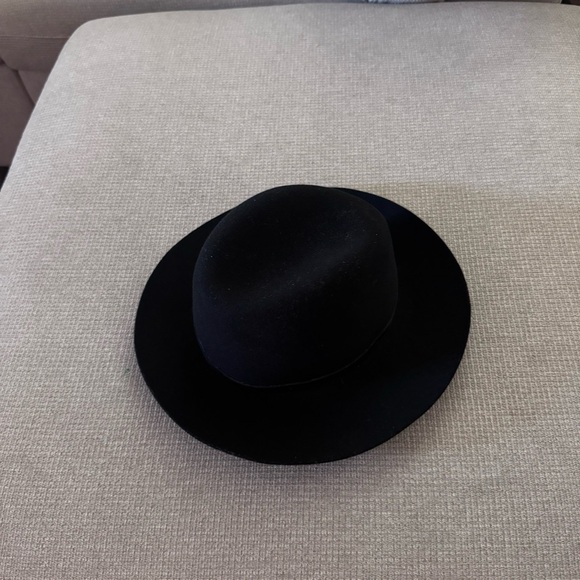 rag & bone Sleek Black Fedora wool hat size small